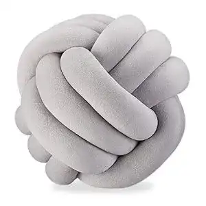 Knotenkissen Relaxdays, geknotetes Kissen, Ø 25 cm, grau