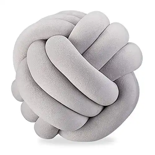 Knotenkissen Relaxdays, geknotetes Kissen, Ø 25 cm, grau