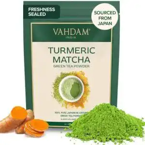 Kurkuma-Tee VAHDAM KURKUMA + MATCHA Grüner Teepulver