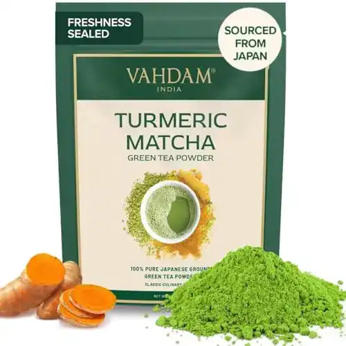 Kurkuma-Tee VAHDAM KURKUMA + MATCHA Grüner Teepulver
