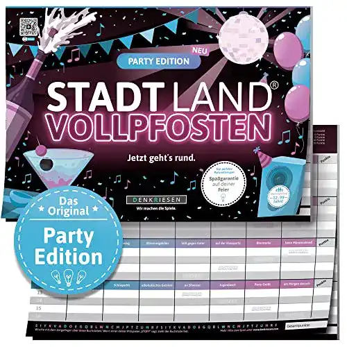 Die beste Stadt Land Vollpfosten DENKRIESEN ® - Party Edition - Jetzt geht's 2026 Test Bestseller Stadt Land Vollpfosten DENKRIESEN ® – Party Edition – Jetzt geht’s