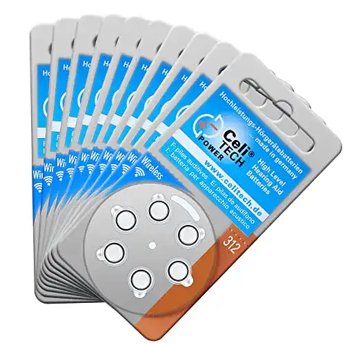 Hörgerätebatterien-312 Celitech 60 x Größe 312 BRAUN