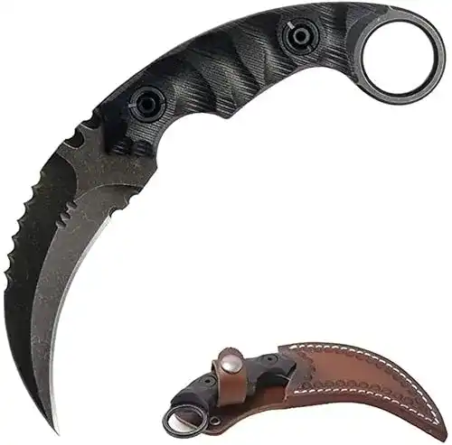Karambit Gimulatamis Jagdmesser Feststehende Klinge mit Lederscheide