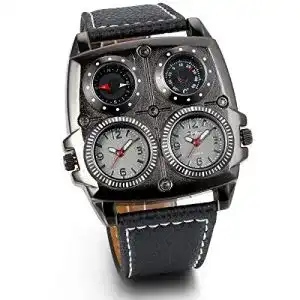 Uhr mit Kompass JewelryWe Herren Armbanduhr, Leder Legierung