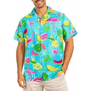 Hawaiihemd King Kameha Funky , Kurzarm, Flamingos Melonen