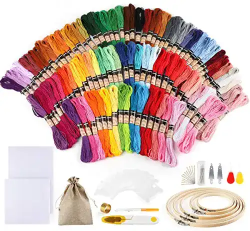 Stickset Homewit 100 Farben Stickerei Set, Kreuzstich Starter