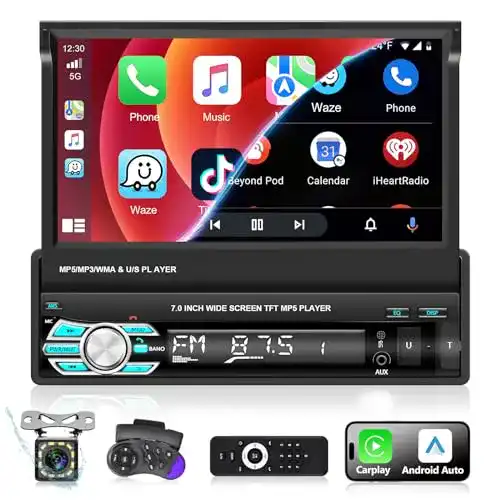 Autoradio Apple-Carplay podofo Autoradio 1 Din, 7 Zoll