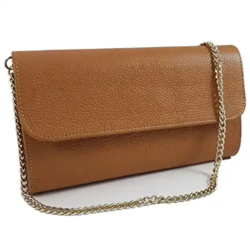 Clutch Freyday Echtleder, Abendtasche Muster Metallic 25x15cm
