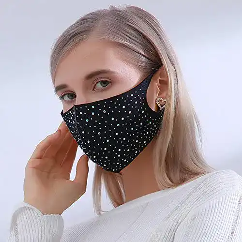 Mundschutz mit Glitzer Yienate Modische bunte Strass-Maske