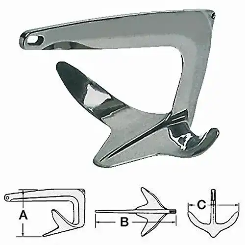 Pflugscharanker OSCULATI Edelstahl Trefoil Anker 5 kg