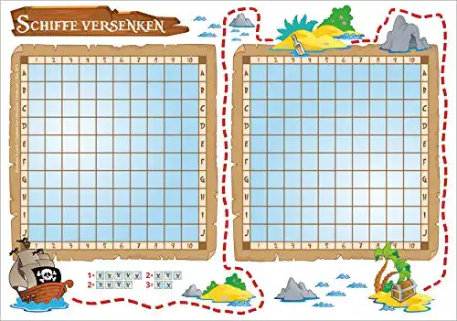 Schiffe versenken Spiel ArtUp.de Schiffe versenken Block 2 Stück