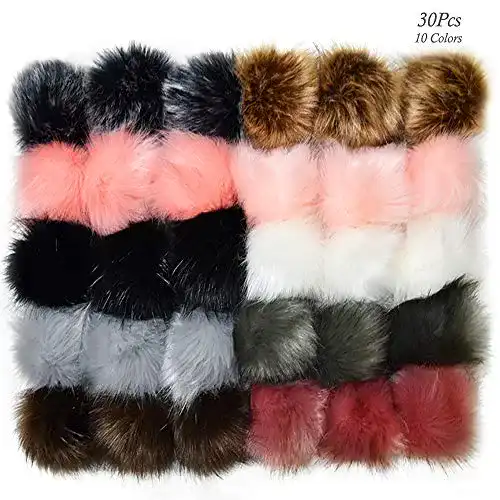 Fellbommel MERYSAN Kunstpelz Pompon Faux Fuchspelz 30Pcs