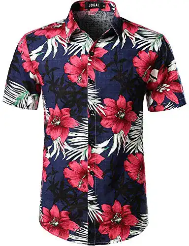 Hawaiihemd JOGAL Herren Casual Floral Blumenmuster Kurzarm