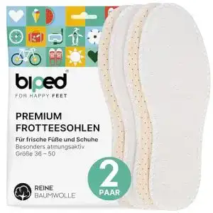 Barfußsohle biped 3 Paar n – Einlegesohlen mit 100% Baumwoll Frottee