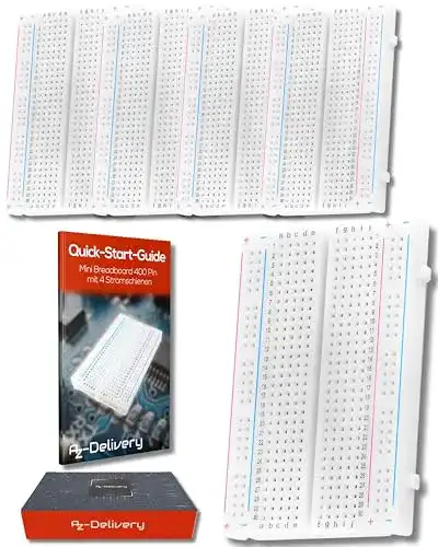 Breadboard AZDelivery 5 x Mini 400 Pin mit 4 Stromschienen