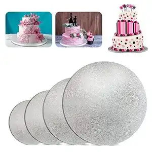 Cake Board JIASHA Rund, 4 Stück Tortenunterlage, beschichtet