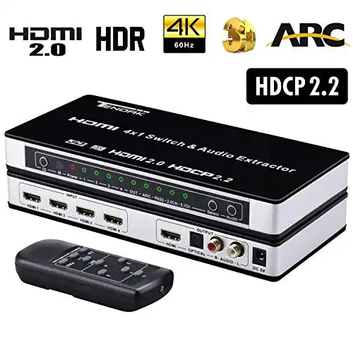 HDMI-Switch Tendak HDMI 2.0 Switch 4 Port HDMI Umschalter