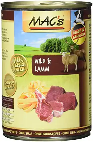 Macs-Nassfutter Hund Mac’s Wild & Lamm (mit Nudeln), 6er Pack