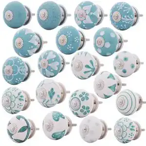 Möbelknopf Knober Möbelknöpfe Set 20 in türkis weiss