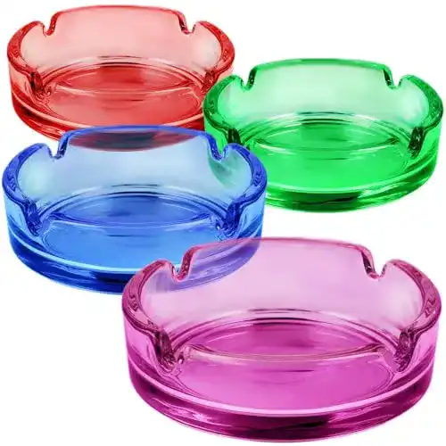 Aschenbecher com-four ® 4X aus Glas farbig 5 mm dickes Glas