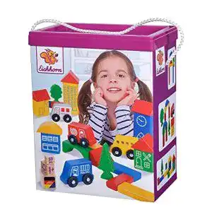 Eichhorn-Holzbausteine Eichhorn 50 bunte City Blocks mit Druck