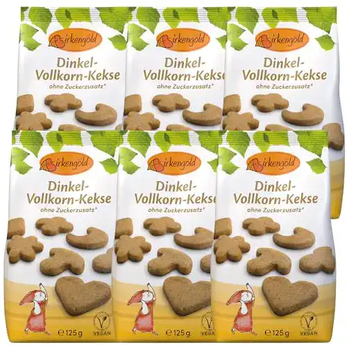 Dinkelkekse Birkengold Dinkel-Vollkorn-Kekse, 6×125 g