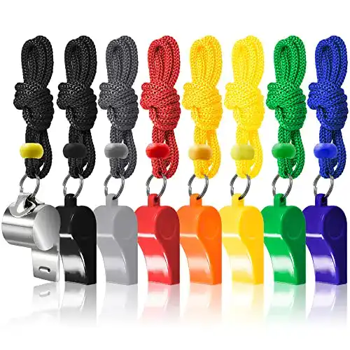 Trillerpfeife FineGood 8 Stück Pfeifen mit Lanyard, 7cs Kunststoff