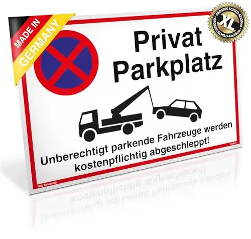 Privatparkplatz-Schild Dreifke, Alu 42 x 30 cm mit UV-Schutz