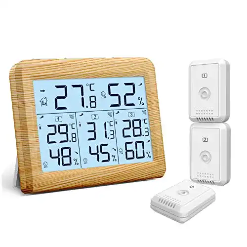 Die beste Thermometer ORIA Digitales Hygrometer, Innen Außen 3 Sensor 2026 Test Bestseller Thermometer ORIA Digitales Hygrometer, Innen Außen 3 Sensor