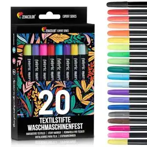 Textilstifte Zenacolor 20 – Ungiftig, waschfeste und permanent