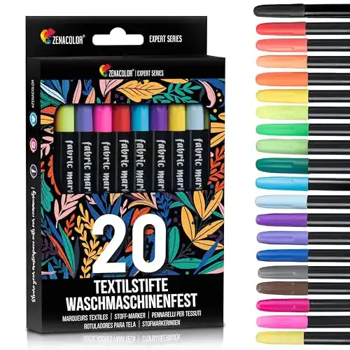Textilstifte Zenacolor 20 – Ungiftig, waschfeste und permanent