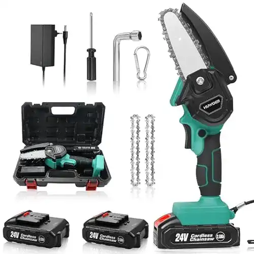 Mini-Kettensäge HUWDER Schnurloses Kit, 4-Zoll-Einhand-Elektro