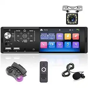 Autoradio mit Rückfahrkamera podofo Bluetooth, 1 Din 4,1 Zoll