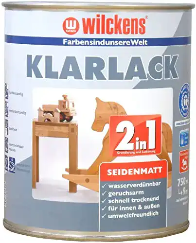 Holzgrundierung Wilckens 2-in-1 Klarlack seidenmatt, 750 ml