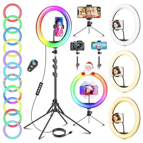 Selfie-Ringlicht GerTong 12 Zoll Ringlicht mit Stativ Handy, Tisch