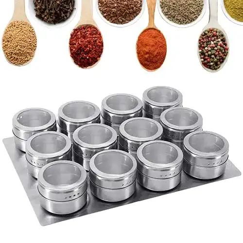 Gewürzdosen GoMaihe 12 Stück Magnetisch Edelstahl Set, Rund
