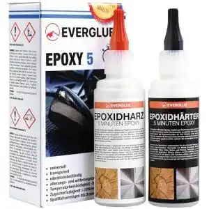 2-Komponenten-Kleber EVERGLUE 5 Minuten Epoxy 200g 2K Epoxidharz mit Härter transparent und hitzebeständig