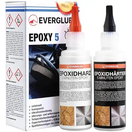 Die beste 2-Komponenten-Kleber EVERGLUE 5 Minuten Epoxy 200g 2K Epoxidharz mit Härter transparent und hitzebeständig 2026 Test Bestseller 2-Komponenten-Kleber EVERGLUE 5 Minuten Epoxy 200g 2K Epoxidharz mit Härter transparent und hitzebeständig
