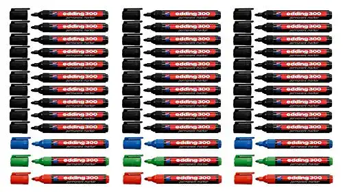 Permanent-Marker edding 300 (30x Schwarz) + 9x