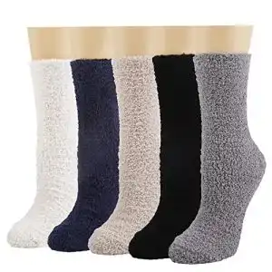 Kuschelsocken Damen HIALTODAY 5 Paar Flauschige Bettsocken