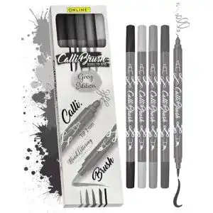 Kalligraphie-Stift Online 19105 Calli.Brush Grey, 5er Set