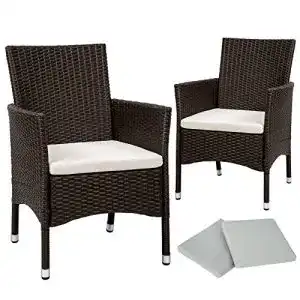 Stapelstühle Garten TecTake 2er Set Poly Rattan inkl. Kissen