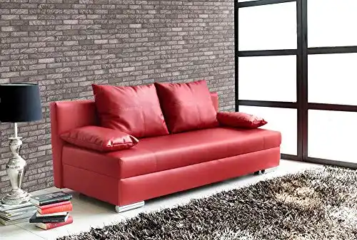 Rotes Sofa lifestyle4living Sofa mit Schlaffunktion und Bettkasten