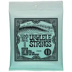 Ukulele-Saiten Ernie Ball Concert/Soprano Ball End Nylon, Schwarz