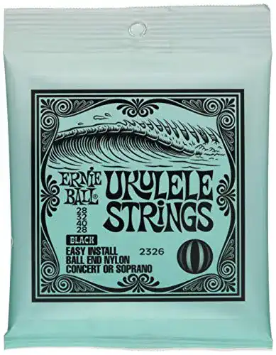 Ukulele-Saiten Ernie Ball Concert/Soprano Ball End Nylon, Schwarz