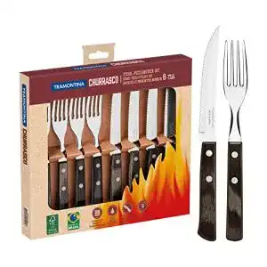 Pizzabesteck Tramontina Steakbesteckset, brauner Echtholzgriff