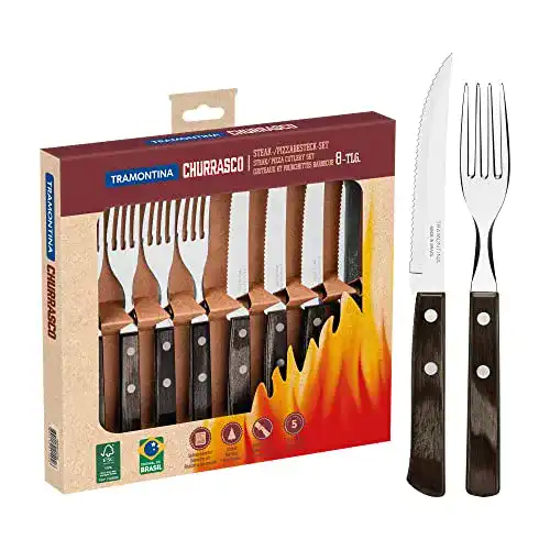Pizzabesteck Tramontina Steakbesteckset, brauner Echtholzgriff