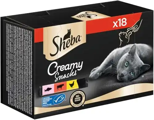 Katzenleckerlies Sheba Creamy Snacks – Cremig 18 x 12 g