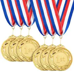 Medaille Juvale Goldfarbene Sieger im Olympischen Stil, 6 Stück