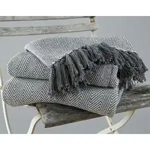 Tagesdecke EHC, King Size, Fischgrätendesign, 100 % Baumwolle